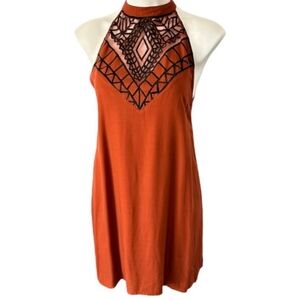 Free People Tallow Pop Pier Dress in Burnt Orange and Black Size 2 Boho